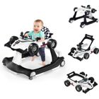 4 en 1 Trotteur Bébé Pliable COSTWAY-Hauteur et Vitesse Réglables-Boîte à Musique avec Lumière-6-18 Mois-Roues Silencieuses-Blanc