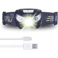 Lampe Frontale USB Rechargeable avec Sensor Switch, imperméable Led Headlamp
