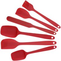 Ensemble de spatules de cuisine en Silicone, 6 pièces, réutilisables, cosmétiques, spatule à crème pour gâteau, Rouge