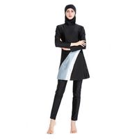 3 Pièces Musulman Maillot de Bain Femmes Islamiques Burkini Couverture Complète Swimwear Hijab Beachwear pour Femmes Noir
