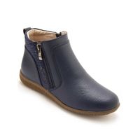 Boots Femme - Cuir Bleu - Double Zip - Confortable et Large