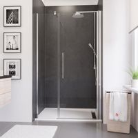 Porte de douche pivotante - Schulte - Style 2.0 - Verre 5 mm anticalcaire - Grande niche - 120 x 192 cm