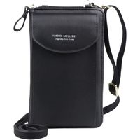 Petit sac à bandoulière pour femme, portefeuille mobile avec fente pour carte de crédit (noir)
