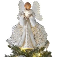 Dessus d’arbre d’ange de Noël,YSTP Pendentif d'ange en haut d'arbre de Noël avec lumière, ornements d'arbre de Noël pour générique