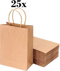 POCHETTE CADEAU 25 x petits sacs en papier kraft brun avec poignée