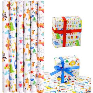 PAPIER CADEAU Papier d'emballage - Emballage cadeau mignon - Animaux mignons pour enfants - Coloré