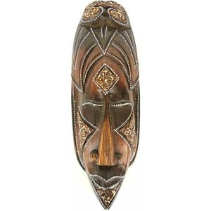 Déco murale ethnique Masque Africain ethnique motif chouette hibou 30 cm.