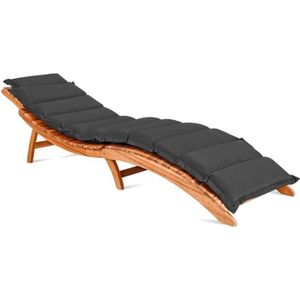 COUSSIN D'EXTÉRIEUR Coussin pour chaise longue anthracite rembourré 7 cm d'épaisseur oreiller inclus avec sangles Coussin pour bain de soleil