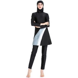 COMBINAISON DE NATATION 3 Pièces Musulman Maillot de Bain Femmes Islamiques Burkini Couverture Complète Swimwear Hijab Beachwear pour Femmes Noir