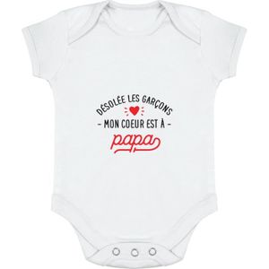 BODY body bébé | Cadeau imprimé en France | 100% coton | Mon coeur est à papa