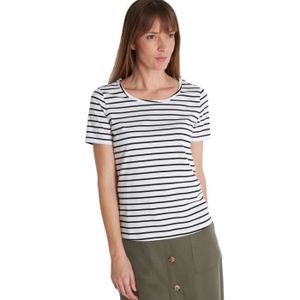 T-shirt moderne Dames Avec Rayures Manches Courtes Haut Décontracté Taille Unique 8-12 ft2074 