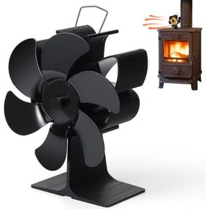 POÊLE À BOIS Ventilateur pour Poêle à bois 6 Pales Silencieux Automatique 50 °C Ventilateur de Cheminée pour poêle à bois/bûches A1