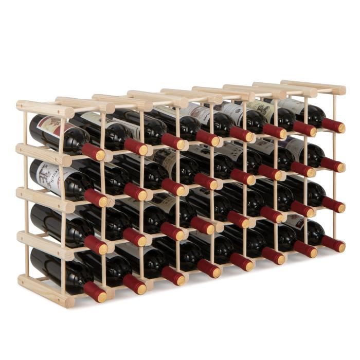 Casier à Vin Portable SMH LINE® - 6 Bouteilles - 50x21x19cm - Avec Poignée  - Bois
