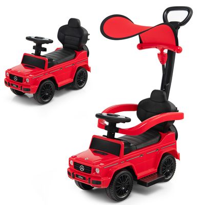 COSTWAY Mercedes-Benz G350 Porteur 3 En 1 – Voiture Pousser Bébé Avec Auvent & Poignée Parent – 1-3 Ans Blanc
