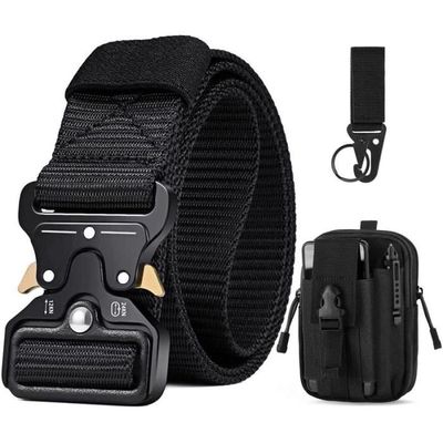 Ceinture tactique pour homme, sangle militaire à libération rapide, en nylon, noir, ceinture de travail pour homme, police, chasse, entraînement, armée, course à pied