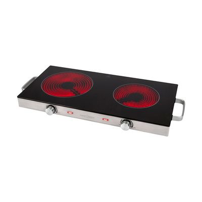 Stock Bureau - TECHWOOD TPE-204 Plaque Electrique avec 2 Feux 185 et 155 mm Blan