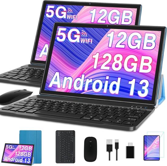 TABWEE Tablette Enfant 10 Pouces Android 15 - 12Go RAM, 64Go ROM, Contrôle Parental, Apps éducatives, Livrée Avec Stylet