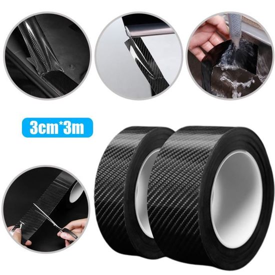 Film Protecteur Adhésif Fibre De Carbone Akozon - 3 Cm X 3 M, Noir, Pour Seuils De Portes De Voiture, Anti-rayures