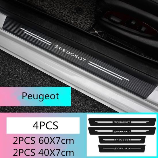 Lot de 4 barres de seuil de voiture en fibre de carbone protection de porte sticker pédale décoration pour Peugeot