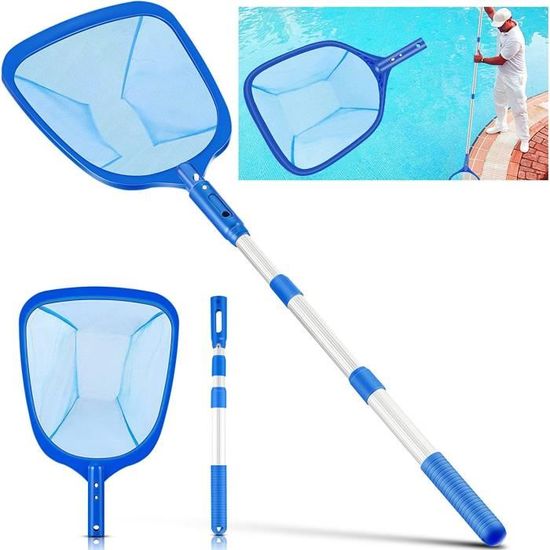 Perche Télescopique 98cm Épuisette Pro Pour Piscine - Filet De Nettoyage Avec Perche Alu Télescopique 98cm - Idéal Bassins Et Fontaines Nettoyage Piscine Bassin