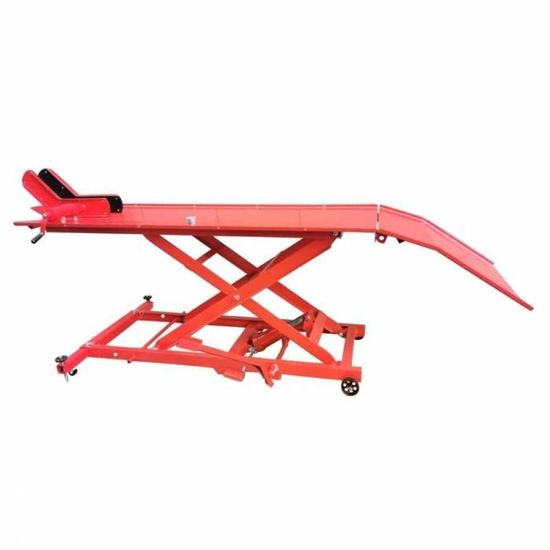 Table elevatrice moto universel acier rouge plateau 180x60 cm hauteur mini 21 cm - hauteur maxi 71 cm (charge maxi 450 kg)