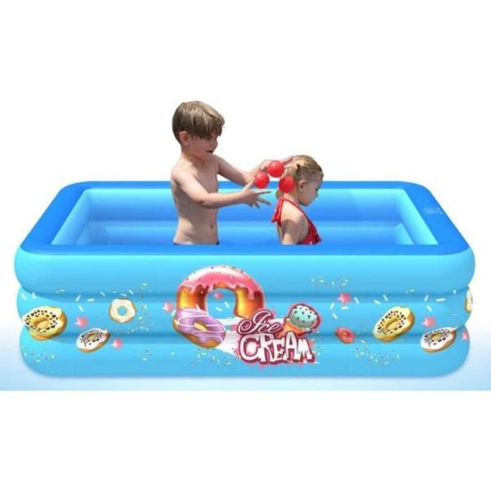 Piscine Gonflable Carrée Pour Enfants 120x75x35 Cm - Pataugeoire Bébé Intérieur Extérieur Famille Été Jardin