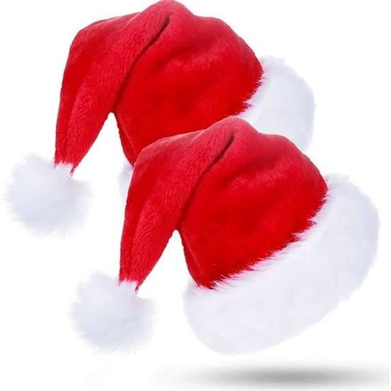 Bonnet De Père Noël Luxe En Peluche Rouge Et Blanc - Extra Long Avec Pompon - Pour Fêtes De Noël - 4