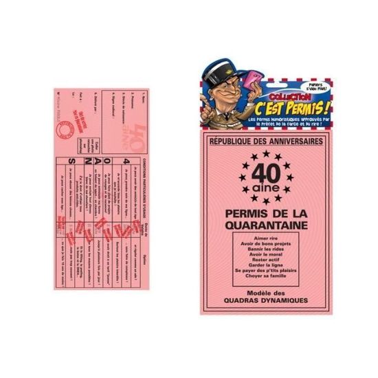 Permis De La 40aine 40 Ans Quarantaine Cadeau Humoristique Fete Anniversaire 497 Achat Vente Tablier De Cuisine Cdiscount