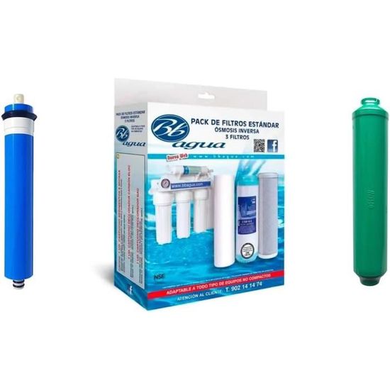 Pack Filtration Osmose Inverse 50 GPD - Membrane + 3 Filtres (sédiment, GAC, Bloc) + Désinfectant