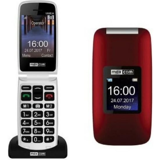 Téléphone portable à clapet MAXCOM Comfort MM 824 - Rouge - GSM - 2,4" - SMS/MMS