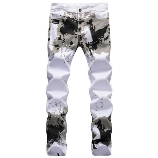 Jean Blanc Homme Slim Fit INSFITY 5 Poches Effet Delave Blanc Cdiscount Pret a Porter