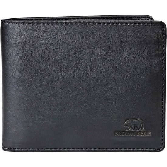 Portefeuille Homme En Cuir PU Noir - Porte Cartes Monnaie Billets - Neuf