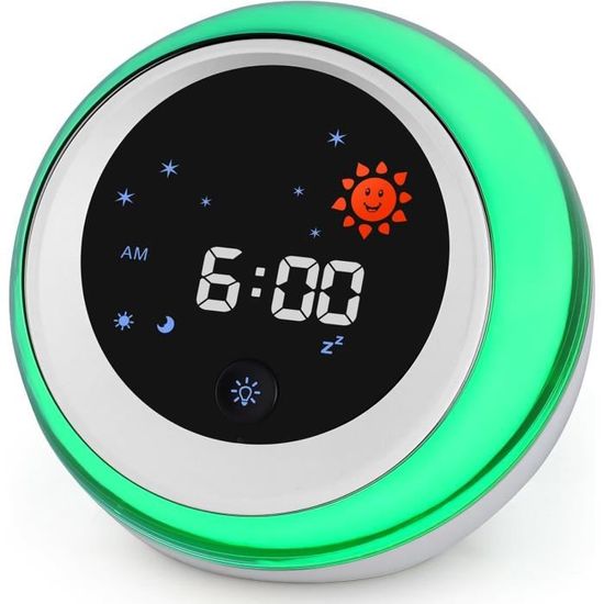 Réveil Enfant éducatif Avec Veilleuse LED - 5 Couleurs, Musique, Température, Fonction Snooze, Pour 2-10 Ans