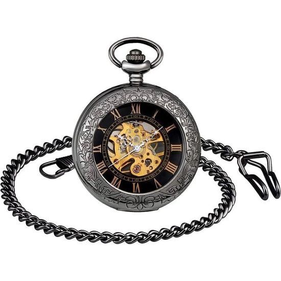 Montre De Poche Mécanique Aigle Avec Chiffres Romains - Bronze Vintage Style Demi-Chasseur Pour Homme Et Femme