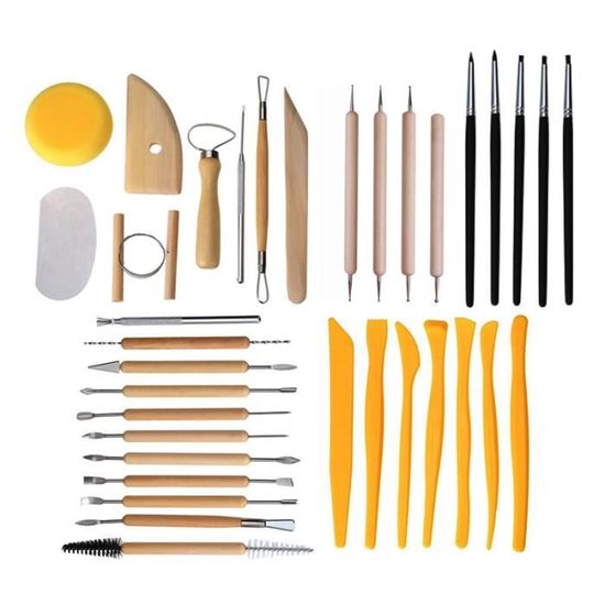 Kit Argile Kit Complet De 25 Outils Pour Poterie Et Modelage - Bois, Silicone, Acier - Pour Débutants Et Pros, Avec Sac De Rangement Kit Argile Kit Complet De 25 Outils Pour Poterie Et Modelage - Bois, Silicone, Acier - Pour Débutants Et Pros, Avec Sac De Rangement
