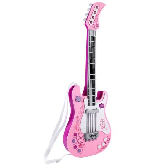 Guitare Acoustique Pour Enfants - Rose, Taille 59 Cm - Avec Médiator Et Sac De Rangement