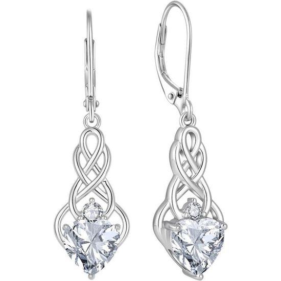 Boucles D'oreilles Crochet Trèfle Celtique - Symbole Irlandais Claddagh - Argent 925 - Neuf Sous Blister