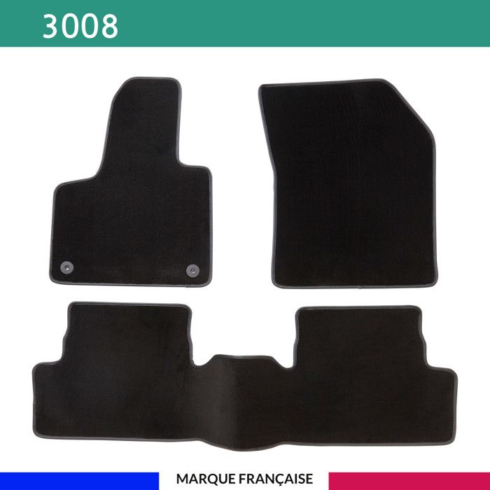 Tapis de voiture - Sur Mesure pour 3008 (2016 - 2020) - 3 pièces - Tapis de sol antidérapant pour automobile