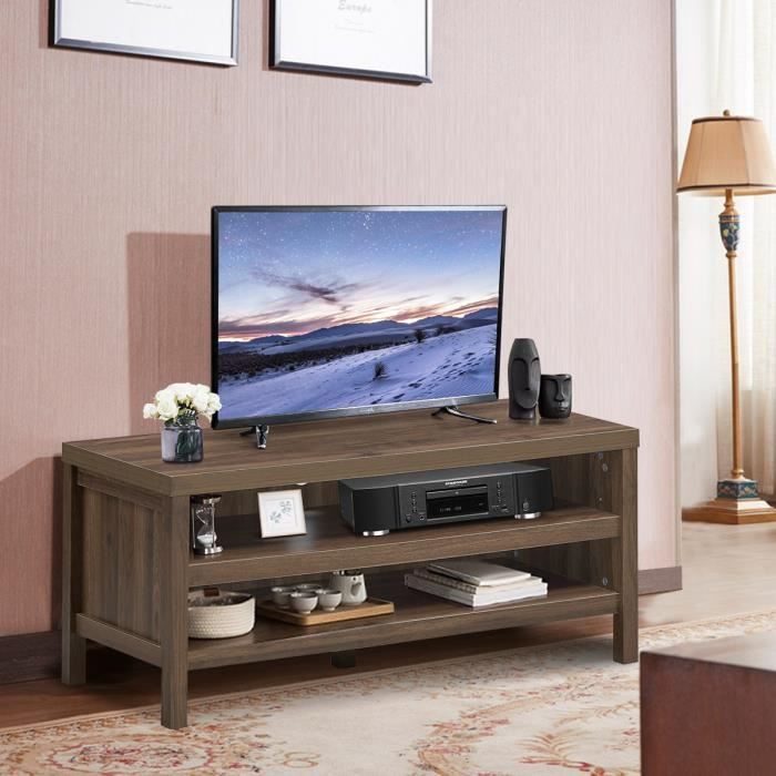 COSTWAY Meuble TV Support Télévision avec 2 Compartiments Ouverts 106,5 x 44,5 x 46 CM Console de Jeux pour Salon, Salle de Jeu