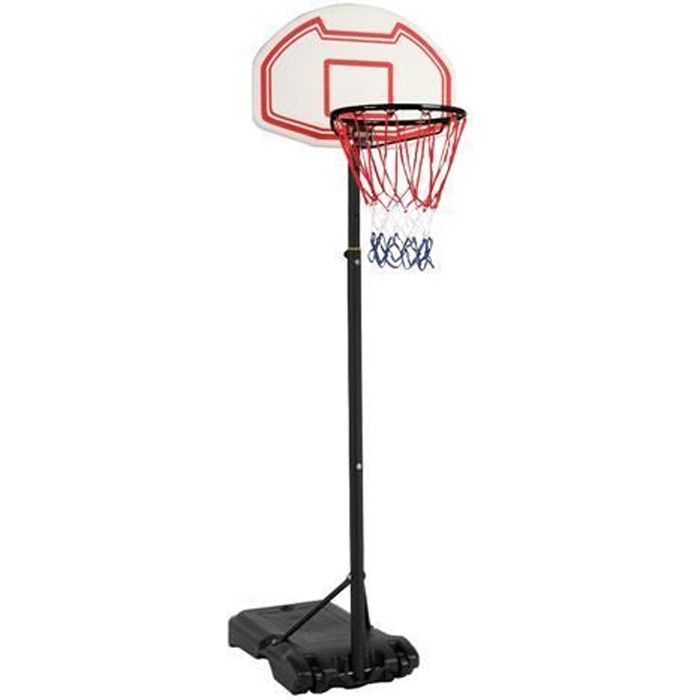 Panier de Basket réglable hauteur de 1.6m - 2.1m avec Roulettes et Pied pour Enfant-Adulte