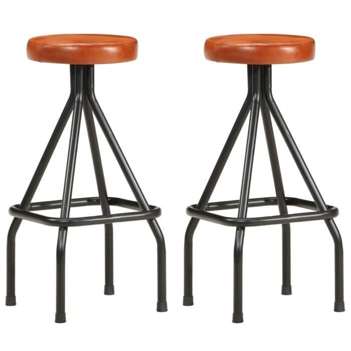 Haute qualité - Lot de Tabourets de bar Style classique Chaises Haute 2 pcs 37 x 37 x 80 cm Cuir véritable♛♛♛♛♛5178