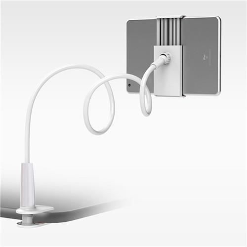 SOONHUA support pour téléphone 360 rotatif Flexible Long bras paresseux support pour téléphone pince lit tablette - Type WHITE