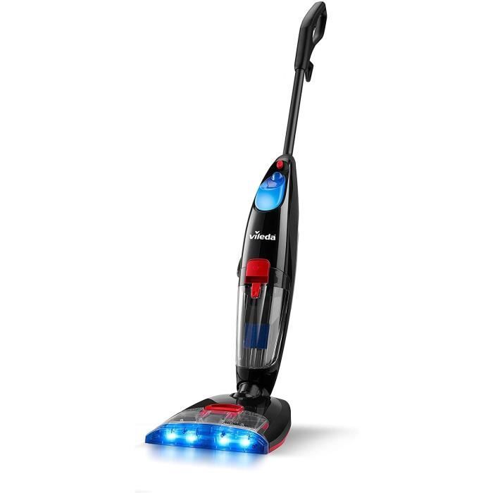 Vileda JetClean Aspirateur Laveur 3-en-1, Aspire, Nettoie et Sèche les Sols, Rouleau en Microfibre, Double Filtre, Deux Réservoirs d