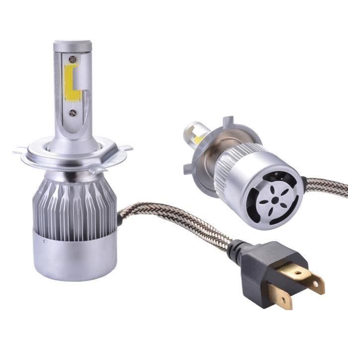 XCSOURCE 2pcs Ampoule Halogène H4 Phare Voiture LED 10000Lm 55W Ventilateur de Refroidissement 6000K Blanc LD973