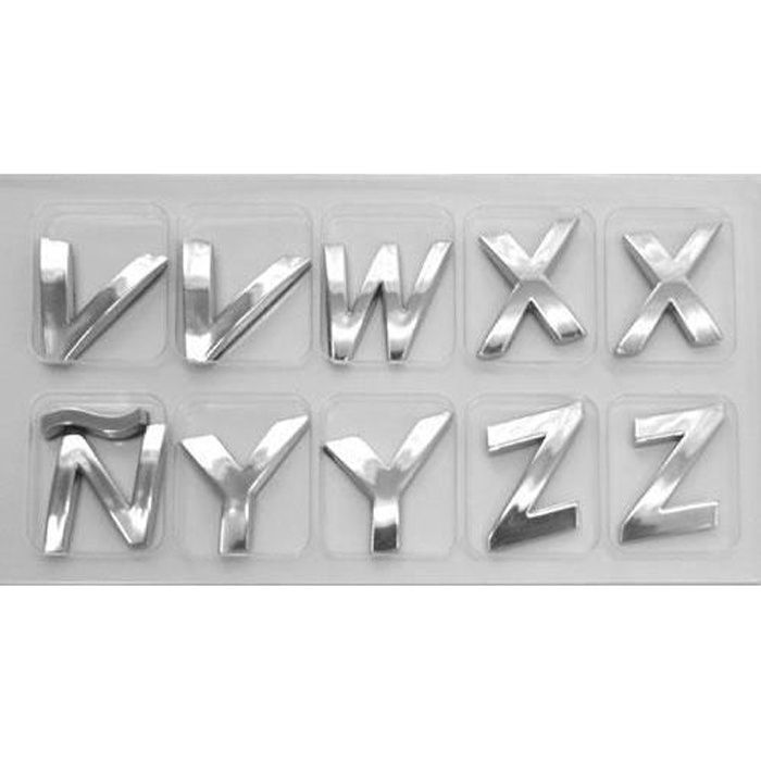 10 Lettres Chromees 3D Adhesives -vwxnyz- N11 -…