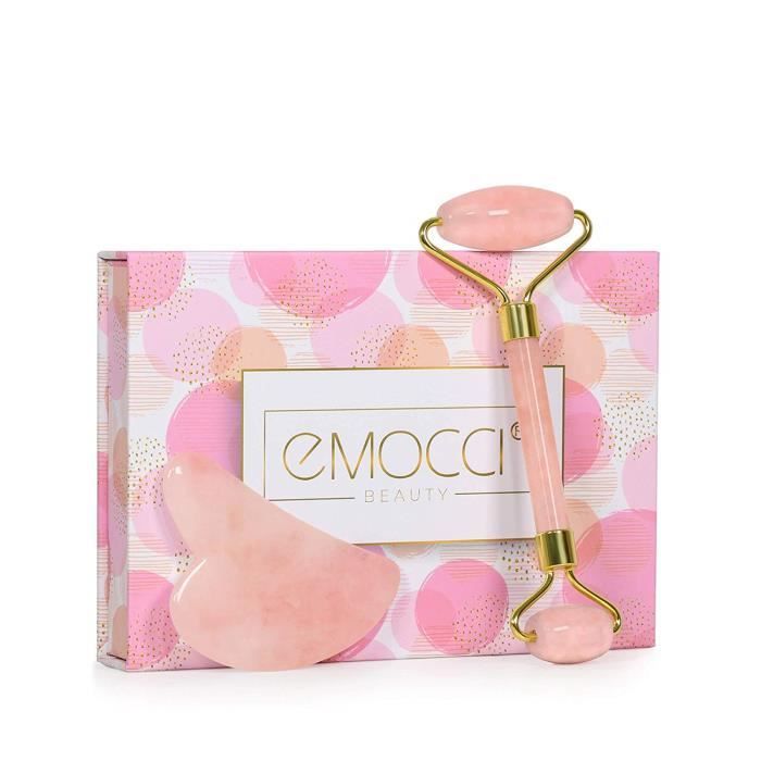Jade Roller Quartz Rose Visage Rouleau de jade Massage Gua Sha Outil Récemment Version Naturel anti-âge cou Vérifie les yeux Plus