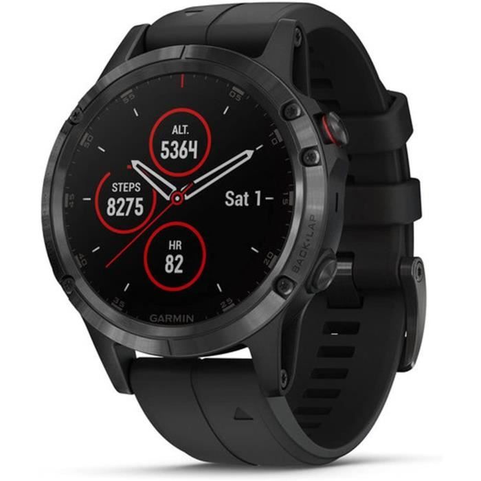 MONTRE SPORT Garmin Fenix 5 Plus, Sapphire, Black W-Blk Band, Montre GPS, EMEA509