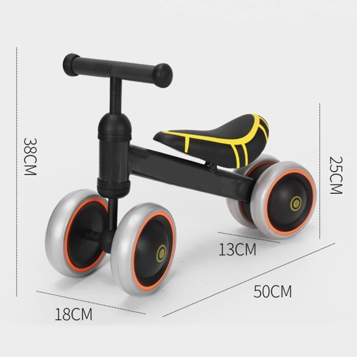 VIYI Draisienne/Tricycle/Bébé Vélo pour 10 Mois - 3 ans, Noir - 4 Roues - H 38 CM