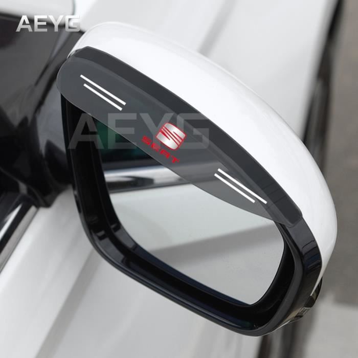 Visibilité,Lot de 2 rétroviseurs pour voiture,bouclier à sourcils de pluie pour Seat Leon Lbiza Exeo - Type Seat Black