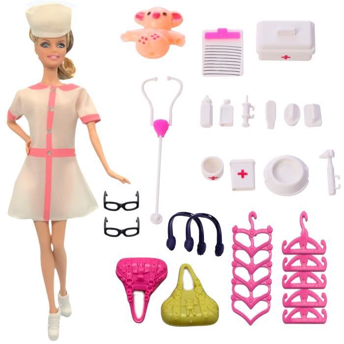 Lot 34 Vêtements et Accessoires Compatibles Poupée Barbie - Robe, Chaussure... - STOCK FRANCE - BOÎTE CADEAU
